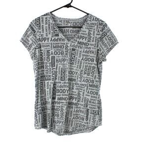 Tek Gear Women's Yoga Burnout Gray T-Shirt Happy Body Mind Size Medium